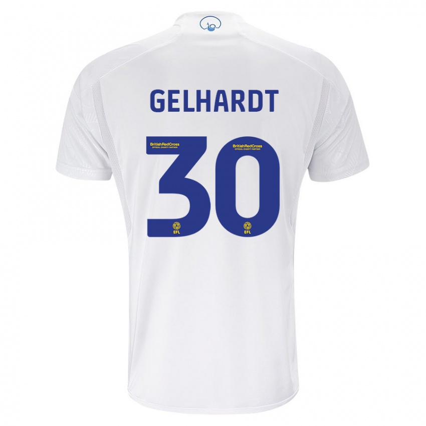 Enfant Maillot Joe Gelhardt #30 Blanc Tenues Domicile 2023/24 T-Shirt Belgique
