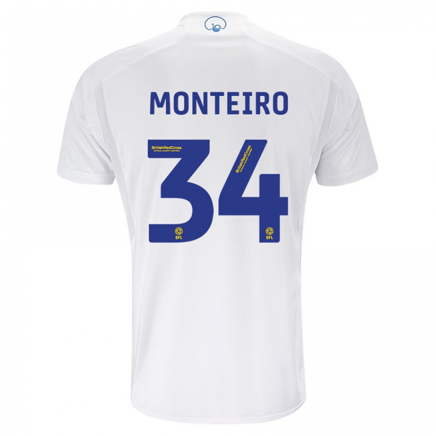 Enfant Maillot Diogo Monteiro #34 Blanc Tenues Domicile 2023/24 T-Shirt Belgique