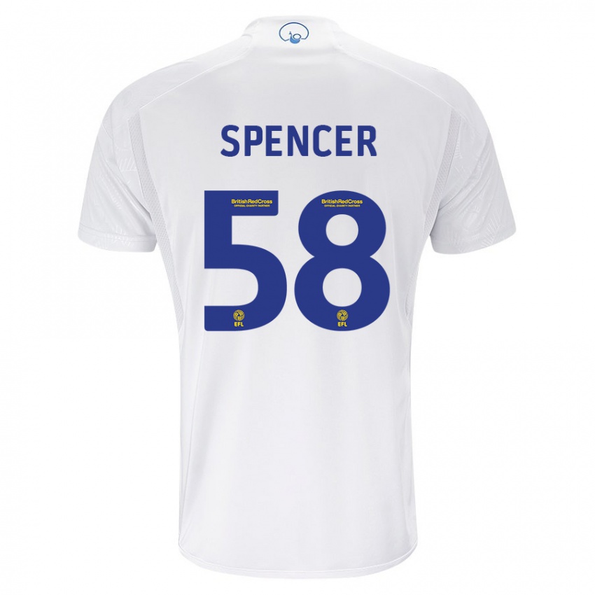 Enfant Maillot Morten Spencer #58 Blanc Tenues Domicile 2023/24 T-Shirt Belgique
