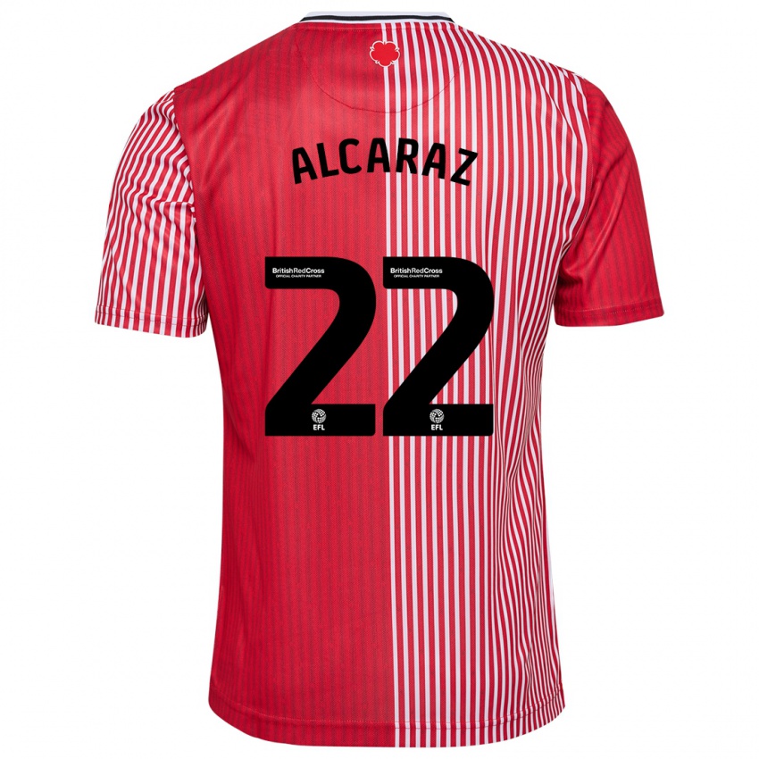 Enfant Maillot Carlos Alcaraz #22 Rouge Tenues Domicile 2023/24 T-Shirt Belgique