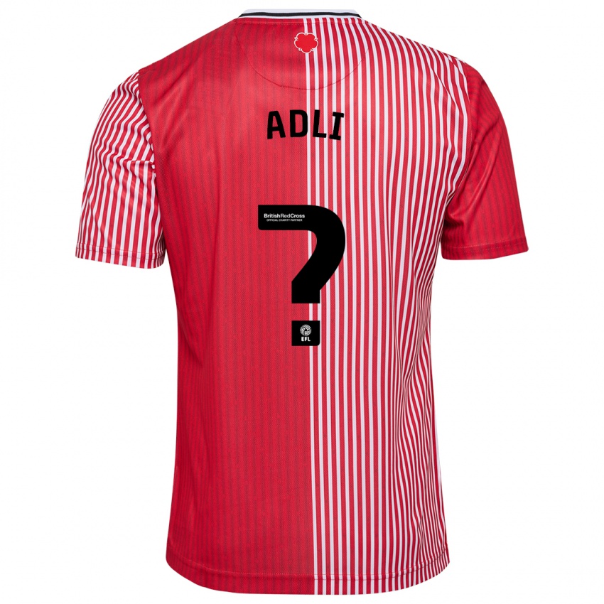 Enfant Maillot Mohamed Adli #0 Rouge Tenues Domicile 2023/24 T-Shirt Belgique