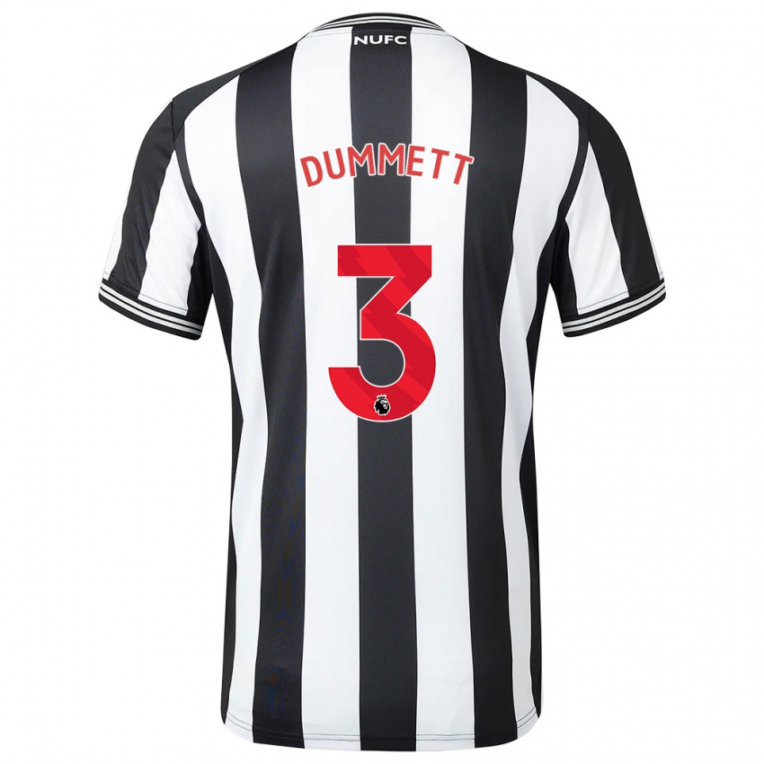 Enfant Maillot Paul Dummett #3 Noir Blanc Tenues Domicile 2023/24 T-Shirt Belgique