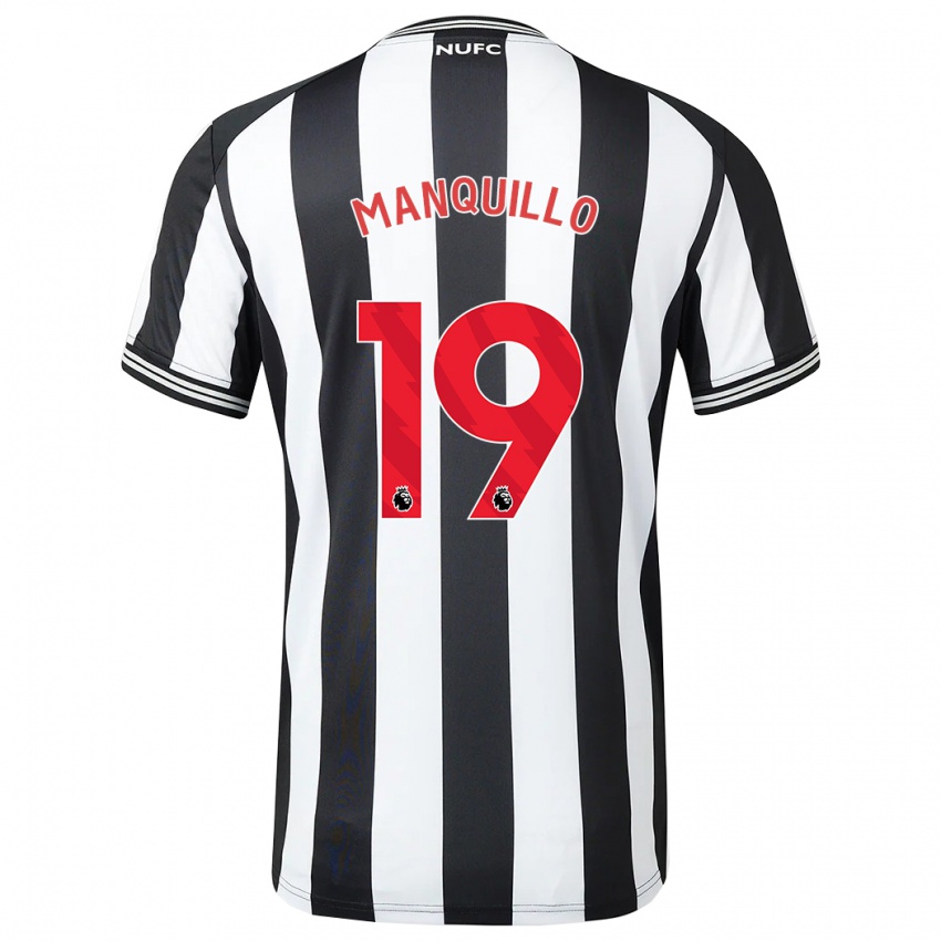 Enfant Maillot Javier Manquillo #19 Noir Blanc Tenues Domicile 2023/24 T-Shirt Belgique