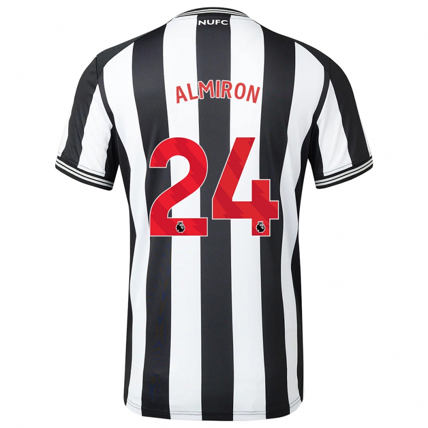 Enfant Maillot Miguel Almirón #24 Noir Blanc Tenues Domicile 2023/24 T-Shirt Belgique