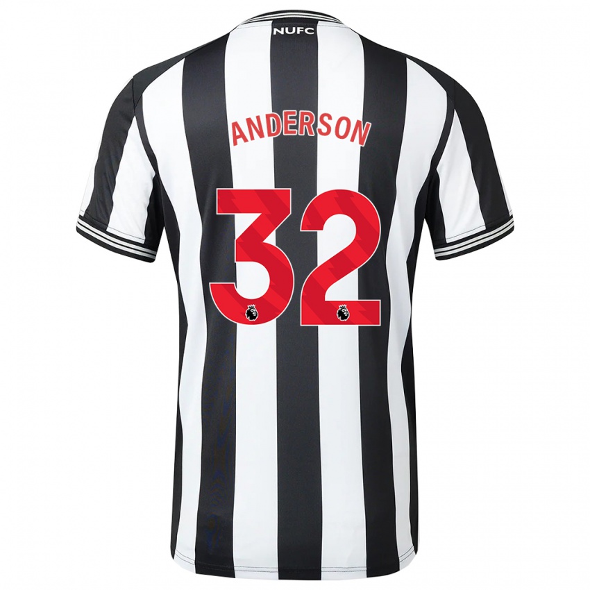 Enfant Maillot Elliot Anderson #32 Noir Blanc Tenues Domicile 2023/24 T-Shirt Belgique