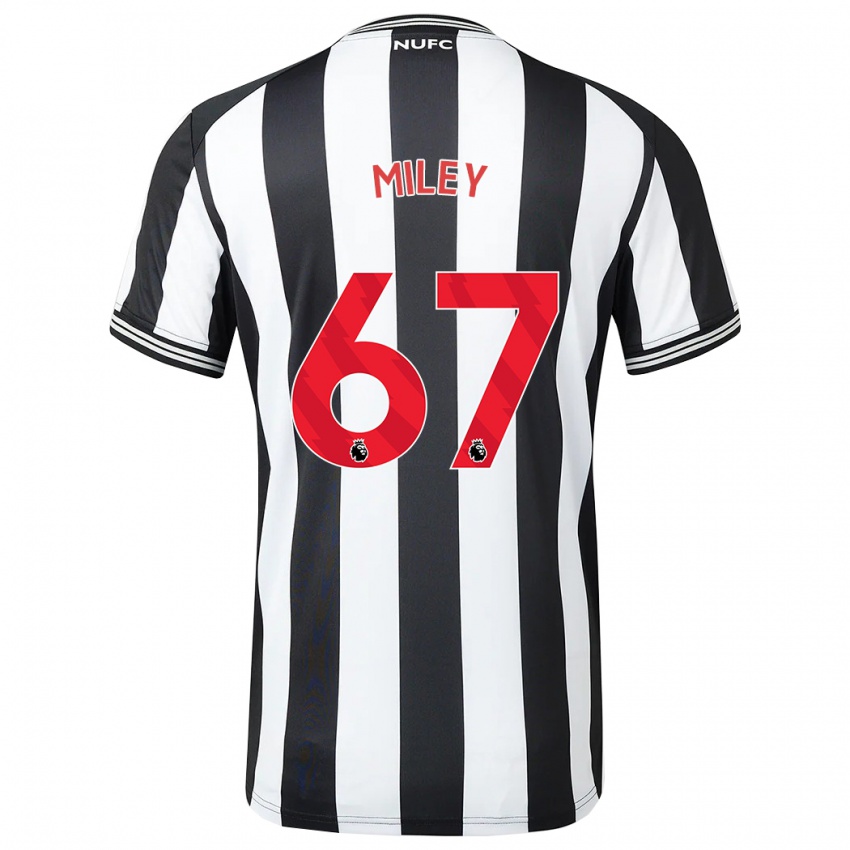 Enfant Maillot Lewis Miley #67 Noir Blanc Tenues Domicile 2023/24 T-Shirt Belgique