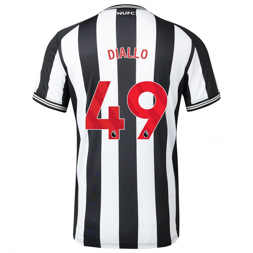 Enfant Maillot Amadou Diallo #49 Noir Blanc Tenues Domicile 2023/24 T-Shirt Belgique