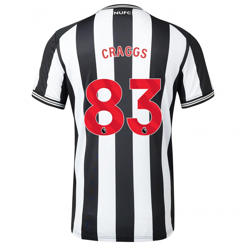 Enfant Maillot Luke Craggs #83 Noir Blanc Tenues Domicile 2023/24 T-Shirt Belgique
