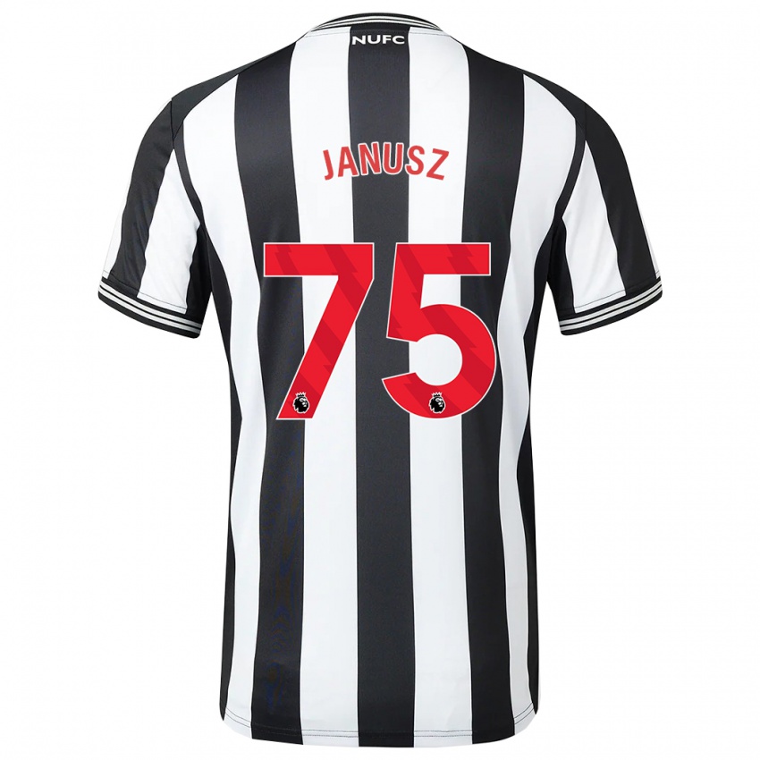 Enfant Maillot Adrian Janusz #75 Noir Blanc Tenues Domicile 2023/24 T-Shirt Belgique