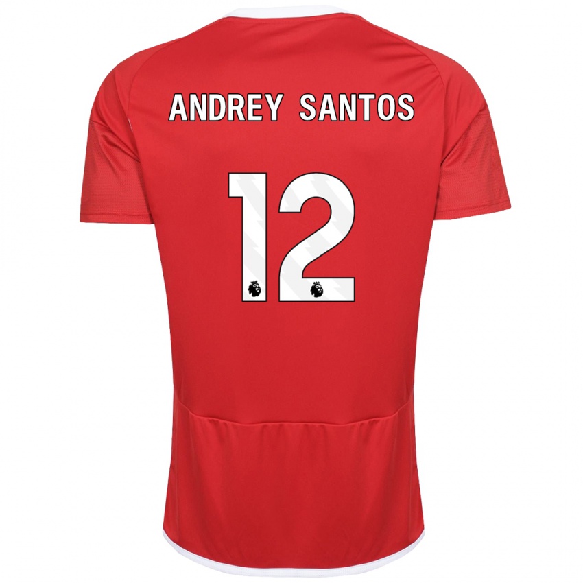 Enfant Maillot Andrey Santos #12 Rouge Tenues Domicile 2023/24 T-Shirt Belgique