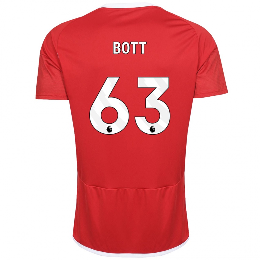 Enfant Maillot Aaron Bott #63 Rouge Tenues Domicile 2023/24 T-Shirt Belgique