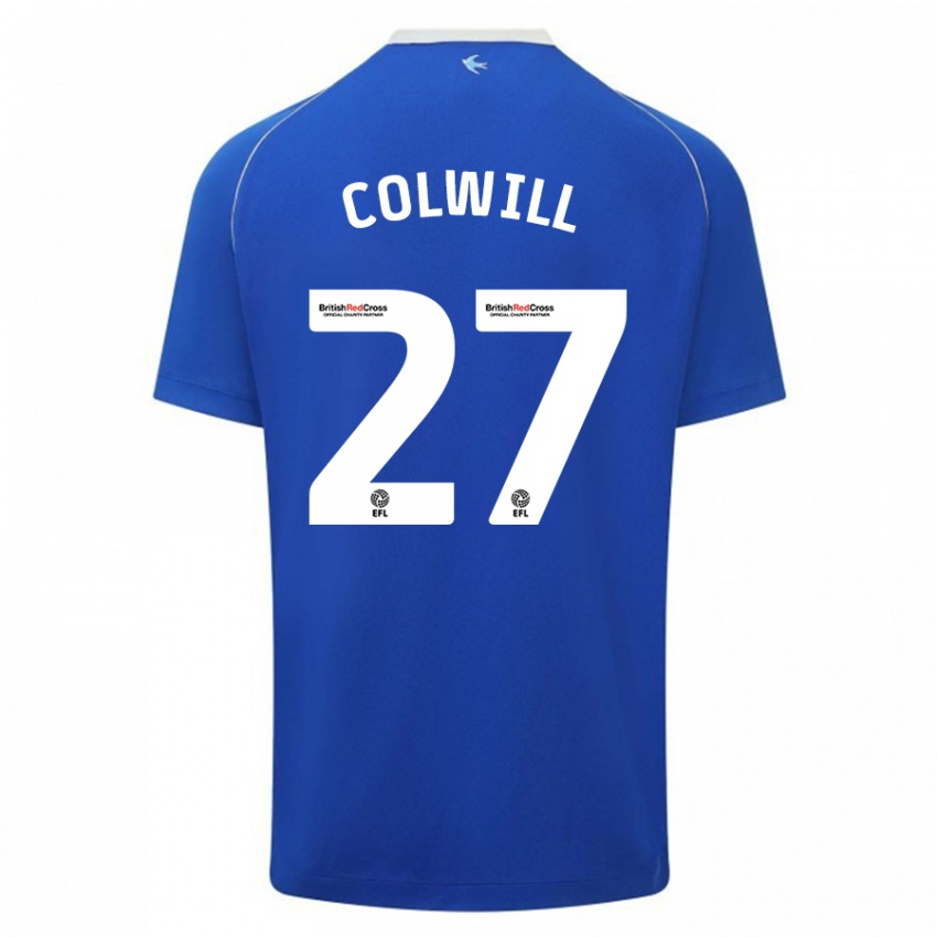 Enfant Maillot Rubin Colwill #27 Bleu Tenues Domicile 2023/24 T-Shirt Belgique