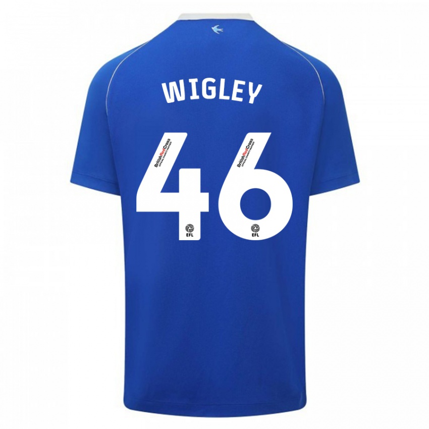 Enfant Maillot Morgan Wigley #46 Bleu Tenues Domicile 2023/24 T-Shirt Belgique