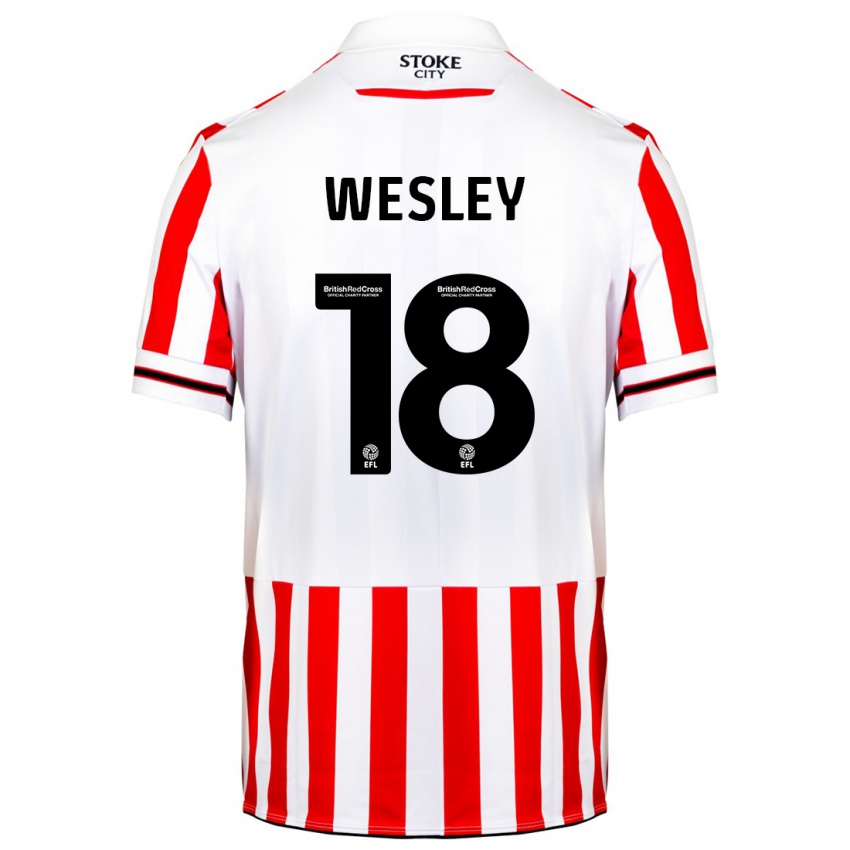 Kinderen Wesley Moraes #18 Rood Wit Thuisshirt Thuistenue 2023/24 T-Shirt België