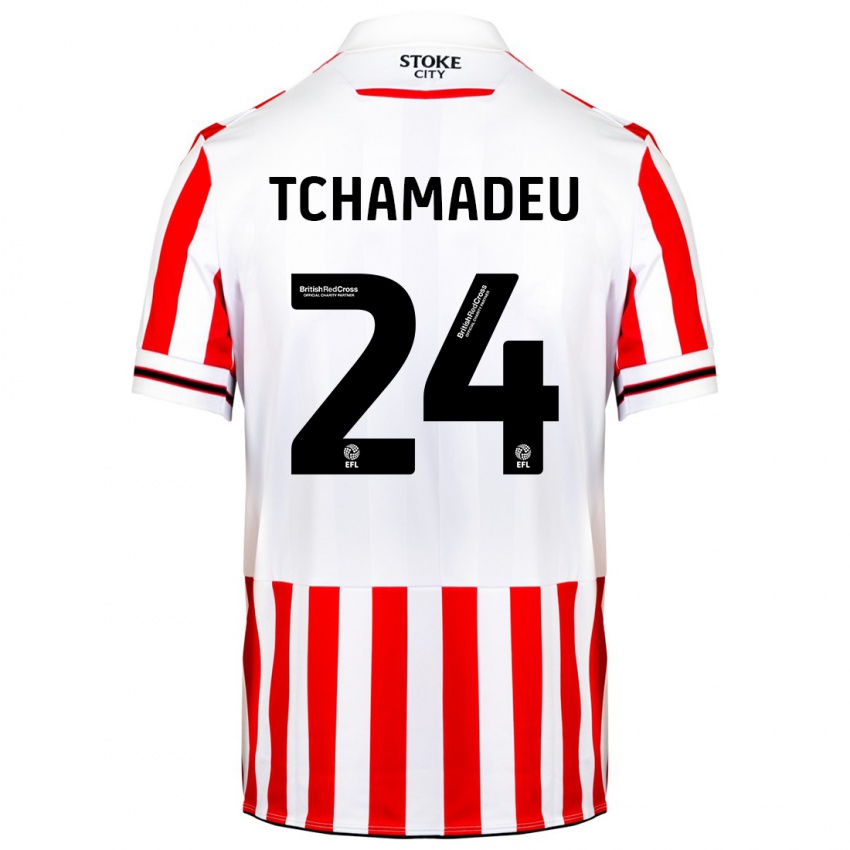 Kinderen Junior Tchamadeu #24 Rood Wit Thuisshirt Thuistenue 2023/24 T-Shirt België