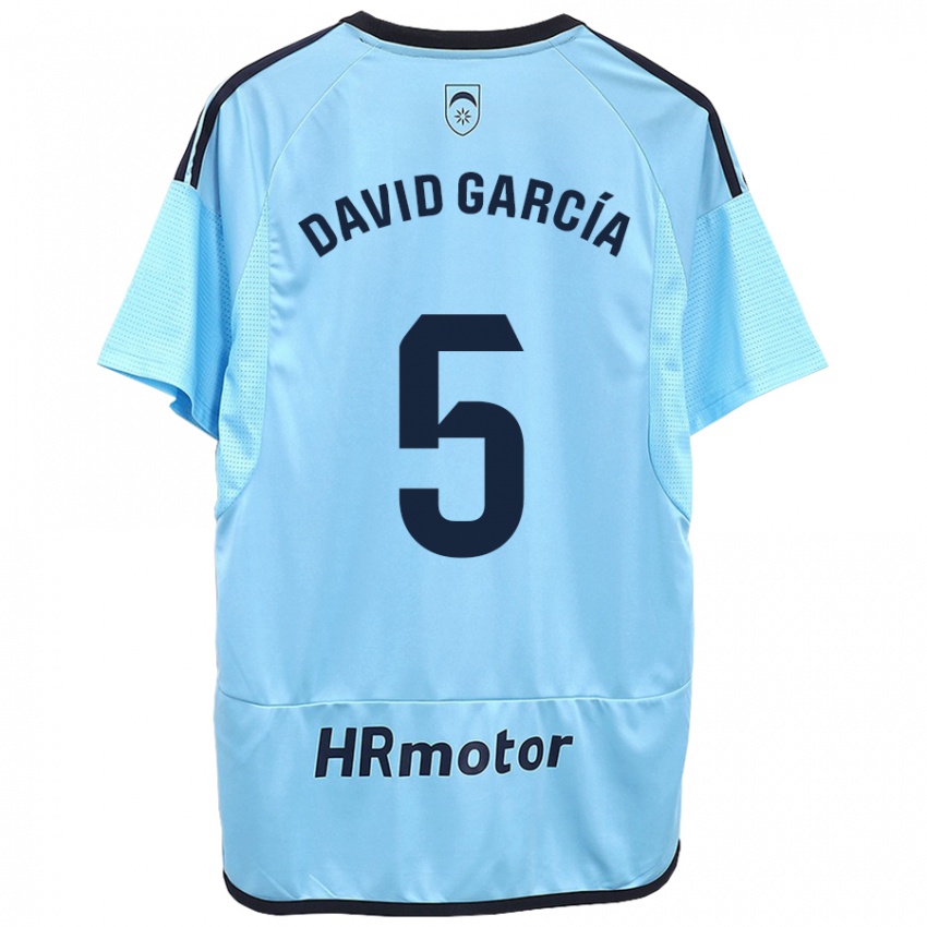 Kinder David García #5 Blau Auswärtstrikot Trikot 2023/24 T-Shirt Belgien