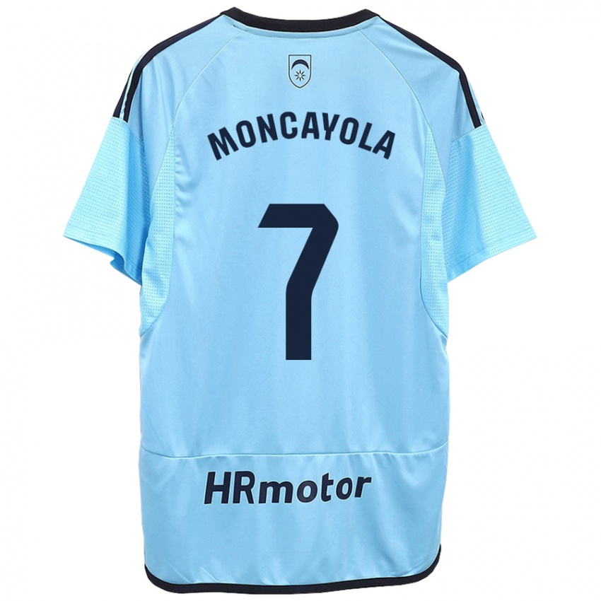 Kinder Jon Moncayola #7 Blau Auswärtstrikot Trikot 2023/24 T-Shirt Belgien