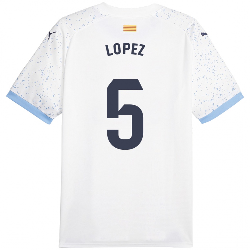 Kinder David López #5 Weiß Auswärtstrikot Trikot 2023/24 T-Shirt Belgien