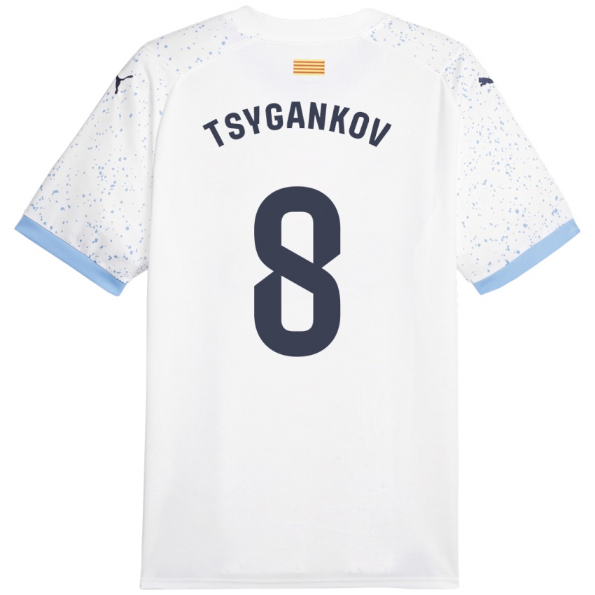 Kinder Viktor Tsygankov #8 Weiß Auswärtstrikot Trikot 2023/24 T-Shirt Belgien