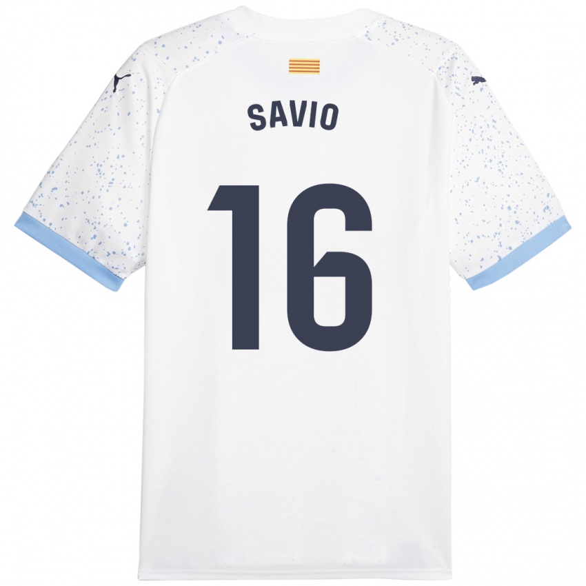 Kinder Sávio #16 Weiß Auswärtstrikot Trikot 2023/24 T-Shirt Belgien