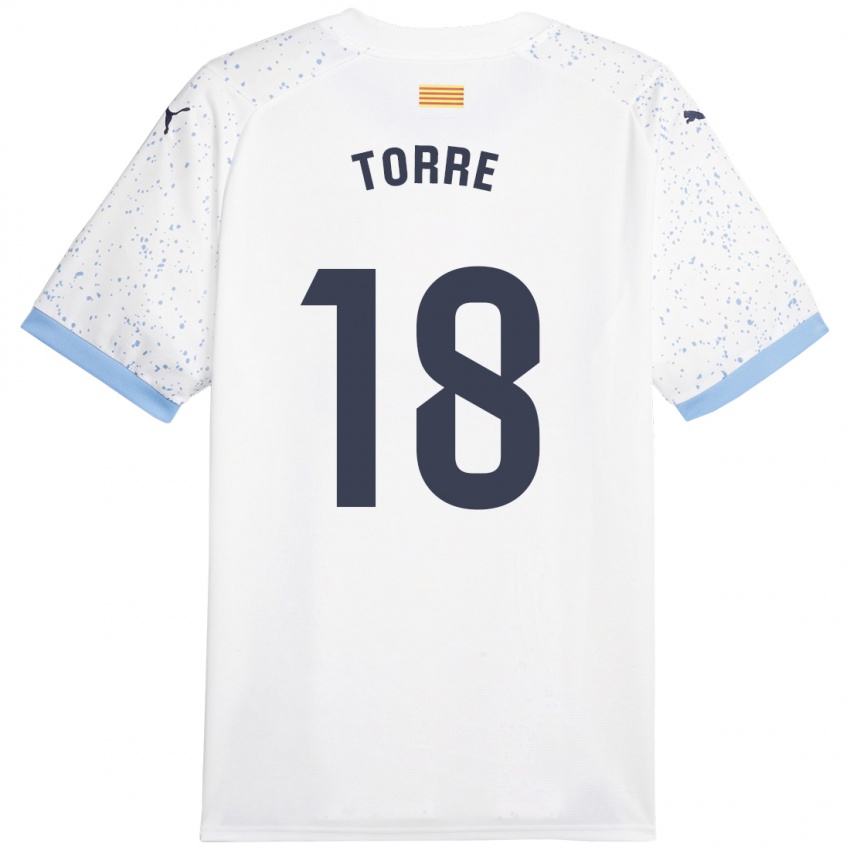 Kinder Pablo Torre #18 Weiß Auswärtstrikot Trikot 2023/24 T-Shirt Belgien