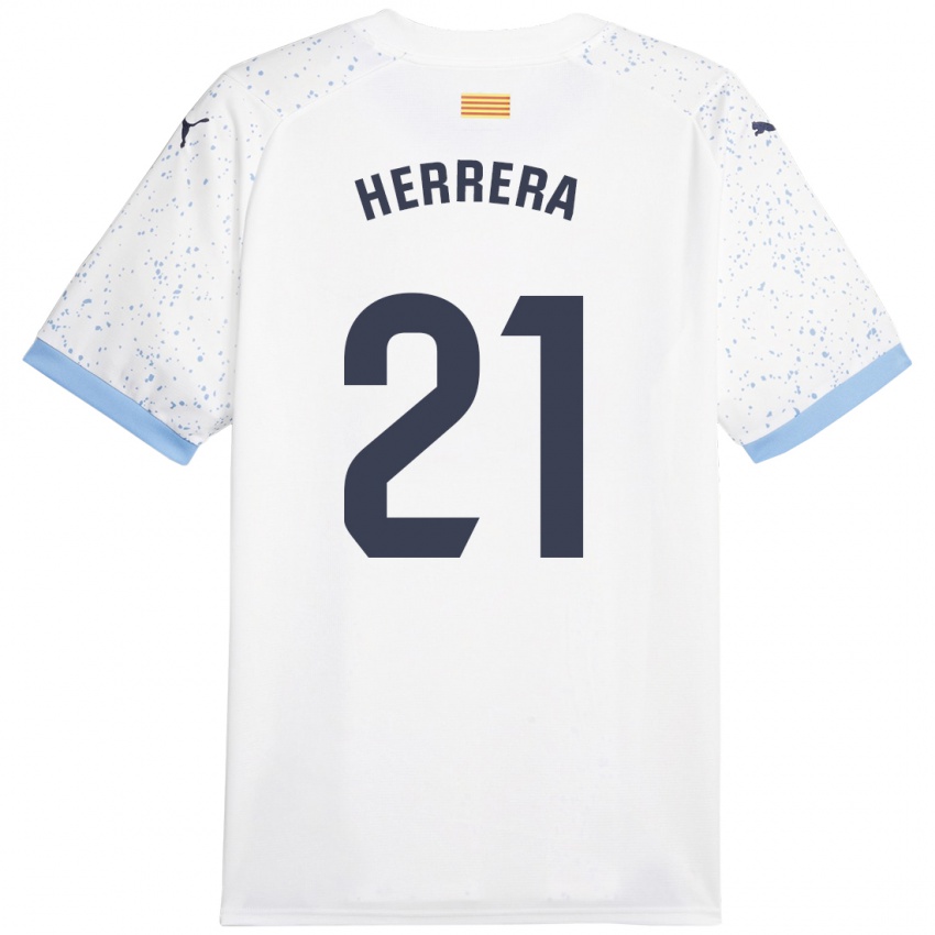 Kinder Yangel Herrera #21 Weiß Auswärtstrikot Trikot 2023/24 T-Shirt Belgien