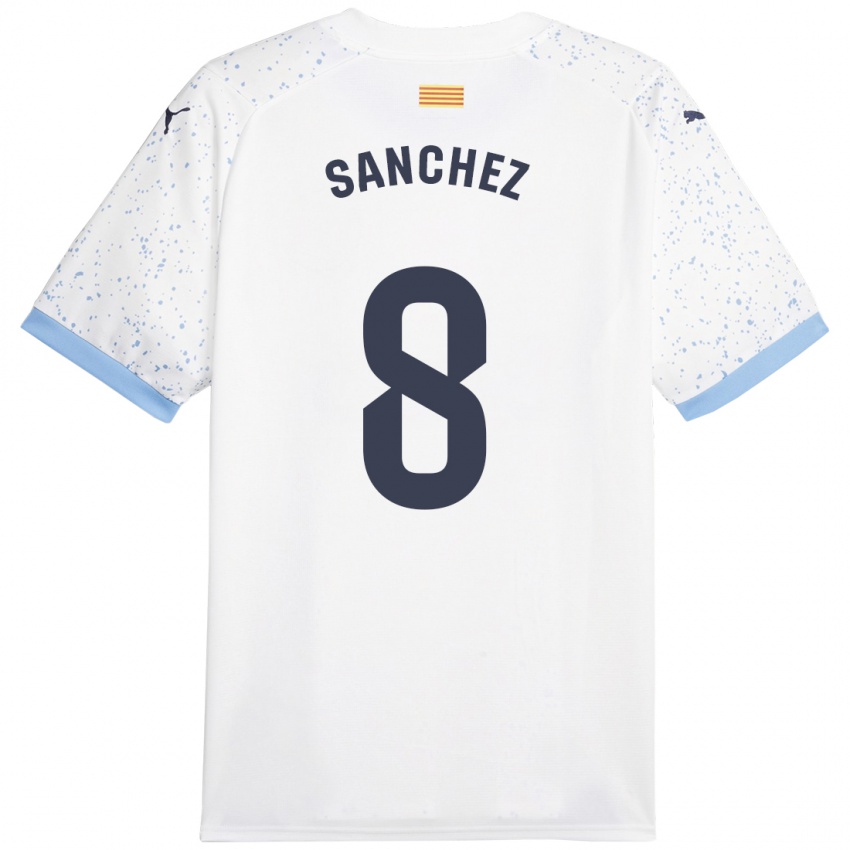 Kinder Miguel Ángel Sánchez #8 Weiß Auswärtstrikot Trikot 2023/24 T-Shirt Belgien