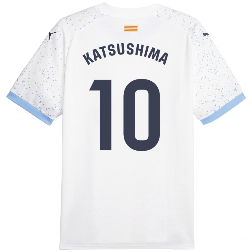 Kinder Shinnosuke Katsushima #10 Weiß Auswärtstrikot Trikot 2023/24 T-Shirt Belgien