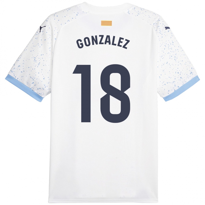 Kinder Gerard Gonzalez #18 Weiß Auswärtstrikot Trikot 2023/24 T-Shirt Belgien
