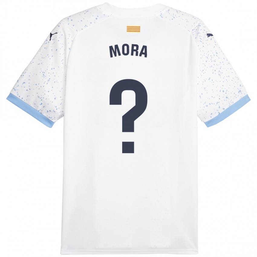 Kinder Adrià Mora #0 Weiß Auswärtstrikot Trikot 2023/24 T-Shirt Belgien