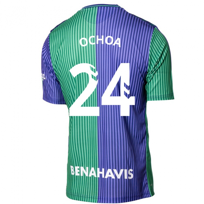 Enfant Maillot Aarón Ochoa #24 Vert Bleu Tenues Extérieur 2023/24 T-Shirt Belgique