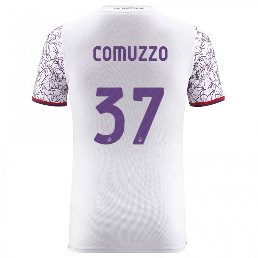 Kinder Pietro Comuzzo #37 Weiß Auswärtstrikot Trikot 2023/24 T-Shirt Belgien