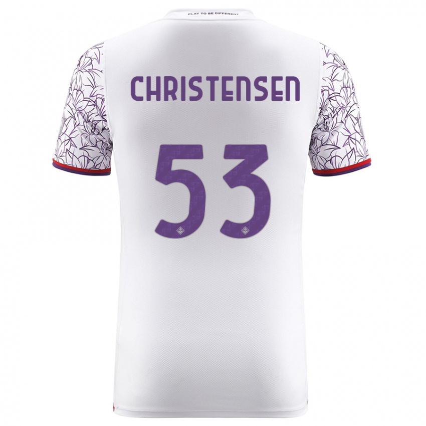 Kinder Oliver Christensen #53 Weiß Auswärtstrikot Trikot 2023/24 T-Shirt Belgien