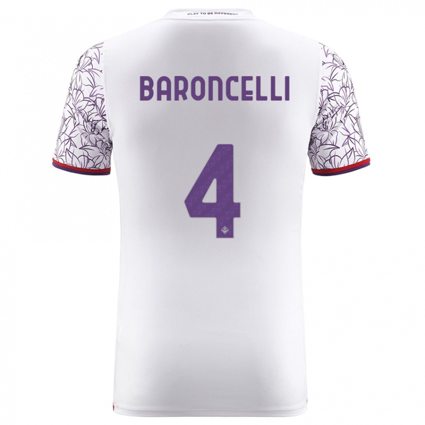 Enfant Maillot Leonardo Baroncelli #4 Blanc Tenues Extérieur 2023/24 T-Shirt Belgique