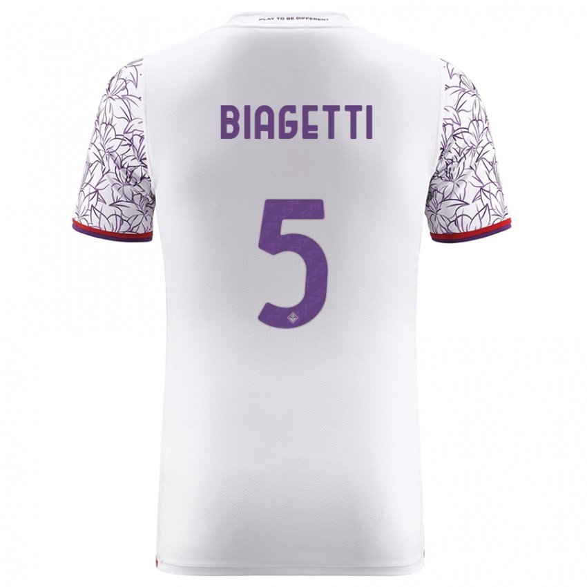 Enfant Maillot Christian Biagetti #5 Blanc Tenues Extérieur 2023/24 T-Shirt Belgique