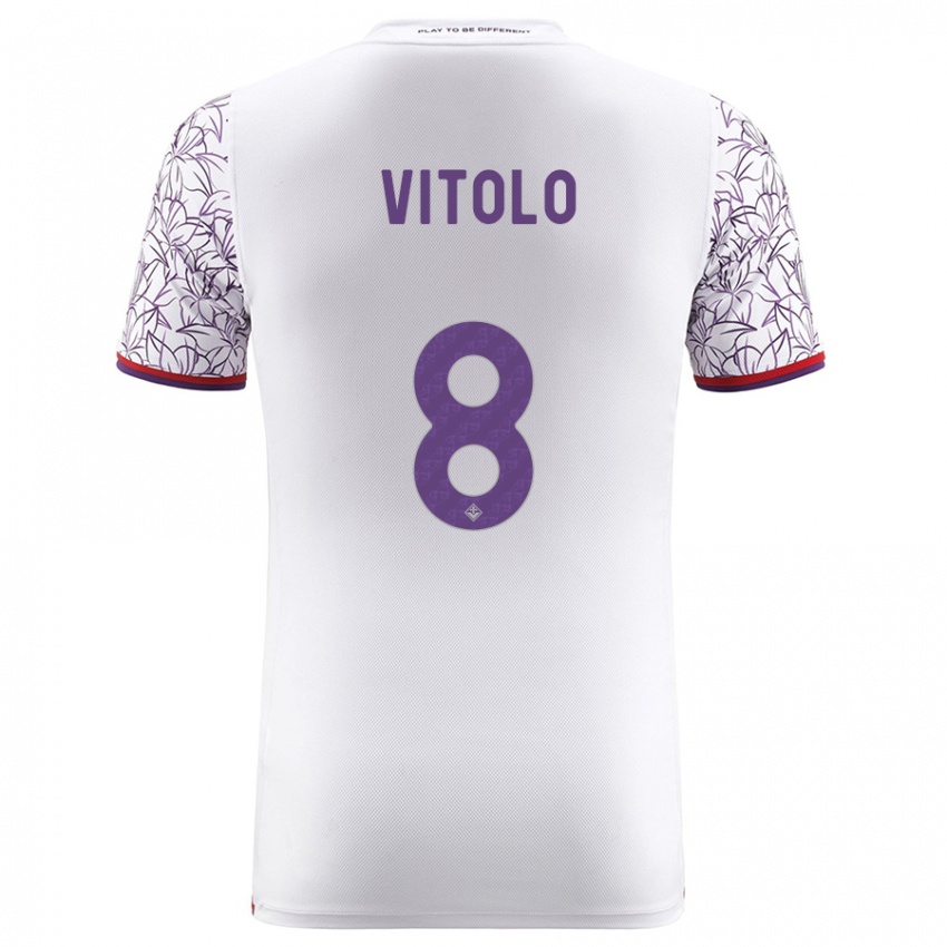 Kinder Federico Vitolo #8 Weiß Auswärtstrikot Trikot 2023/24 T-Shirt Belgien