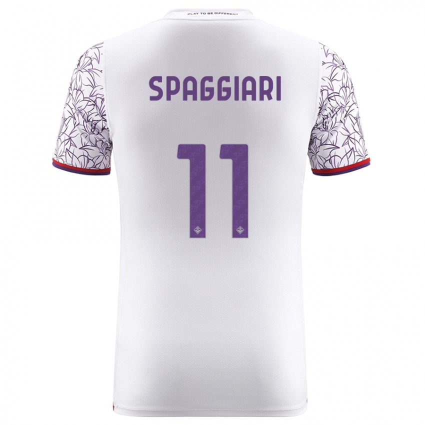 Enfant Maillot Riccardo Spaggiari #11 Blanc Tenues Extérieur 2023/24 T-Shirt Belgique
