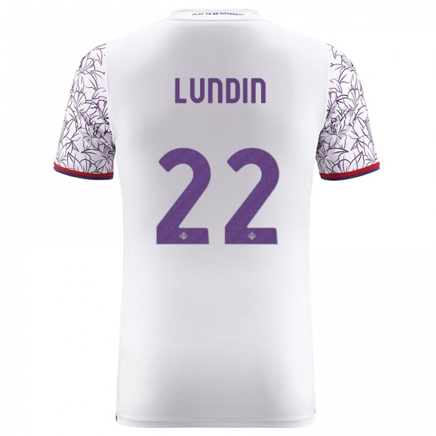 Kinder Karin Lundin #22 Weiß Auswärtstrikot Trikot 2023/24 T-Shirt Belgien