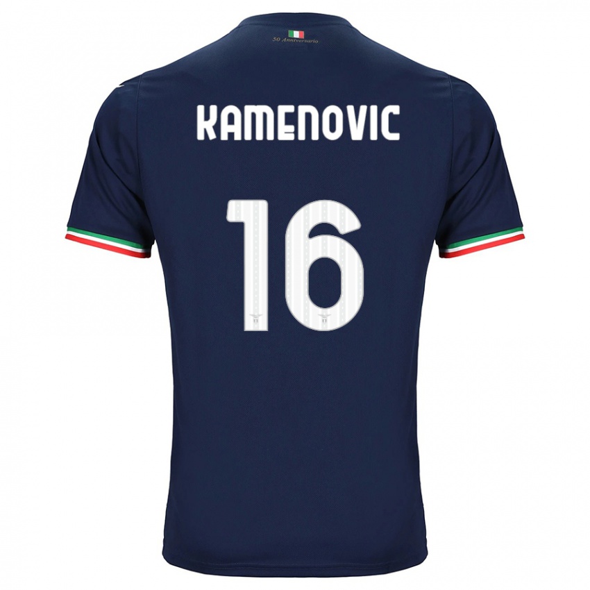 Kinder Dimitrije Kamenović #16 Marine Auswärtstrikot Trikot 2023/24 T-Shirt Belgien