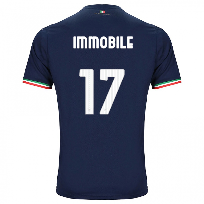 Enfant Maillot Ciro Immobile #17 Marin Tenues Extérieur 2023/24 T-Shirt Belgique