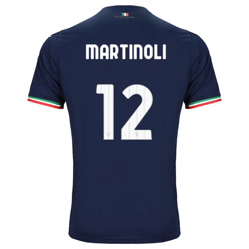 Enfant Maillot Elettra Martinoli #12 Marin Tenues Extérieur 2023/24 T-Shirt Belgique
