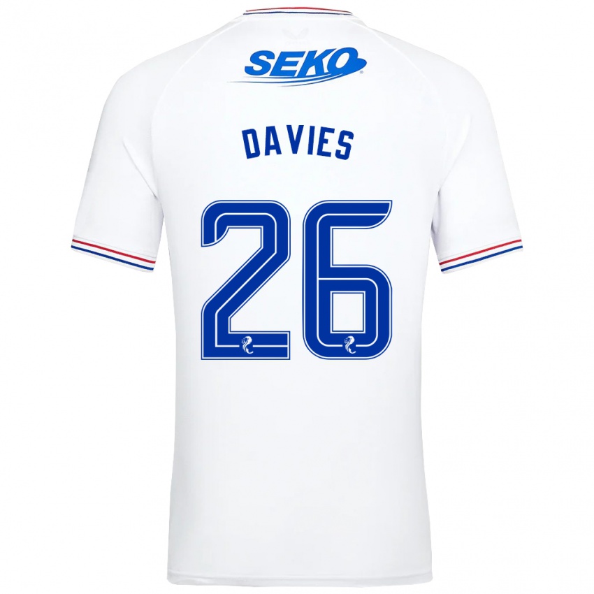 Kinder Ben Davies #26 Weiß Auswärtstrikot Trikot 2023/24 T-Shirt Belgien