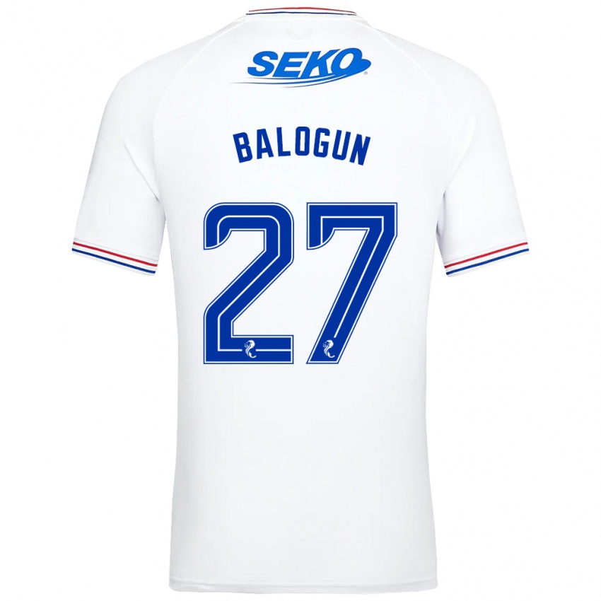 Enfant Maillot Leon Balogun #27 Blanc Tenues Extérieur 2023/24 T-Shirt Belgique