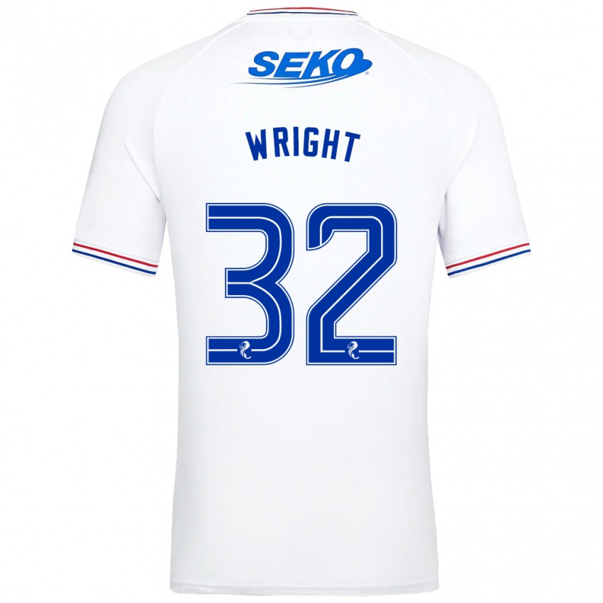 Enfant Maillot Kieran Wright #32 Blanc Tenues Extérieur 2023/24 T-Shirt Belgique