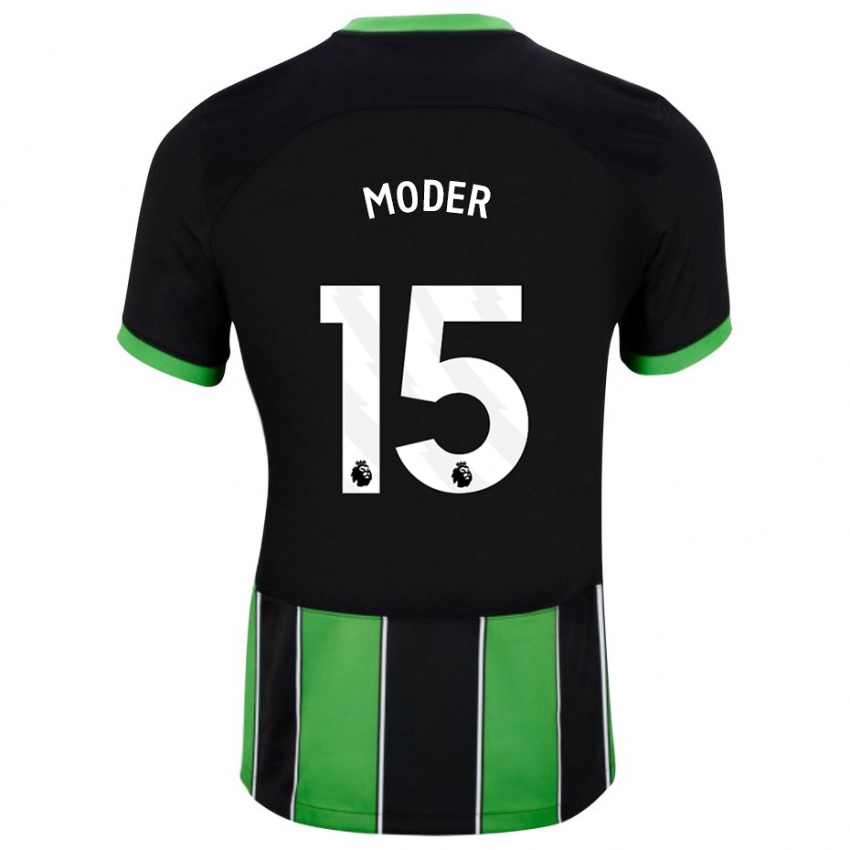 Enfant Maillot Jakub Moder #15 Vert Noir Tenues Extérieur 2023/24 T-Shirt Belgique