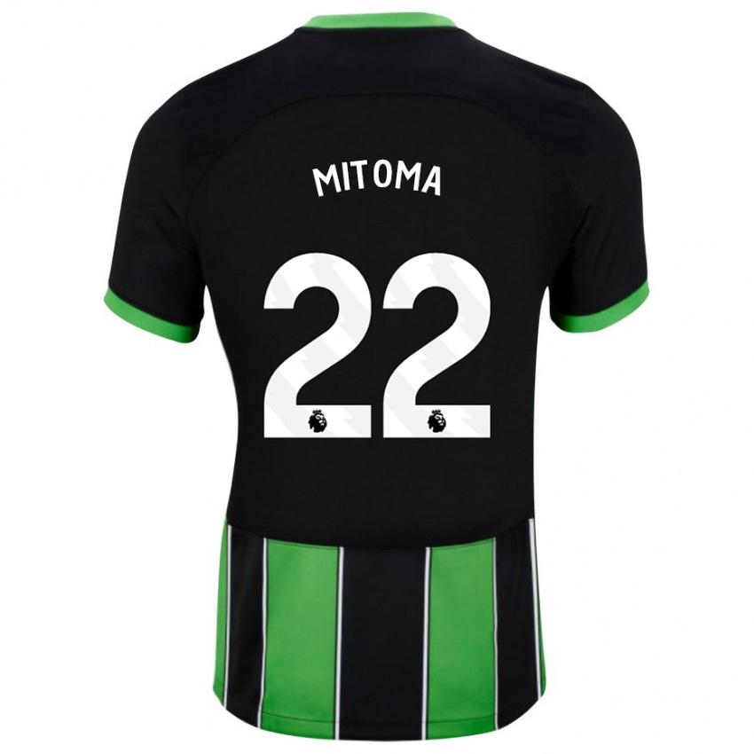 Kinderen Kaoru Mitoma #22 Zwart Groen Uitshirt Uittenue 2023/24 T-Shirt België