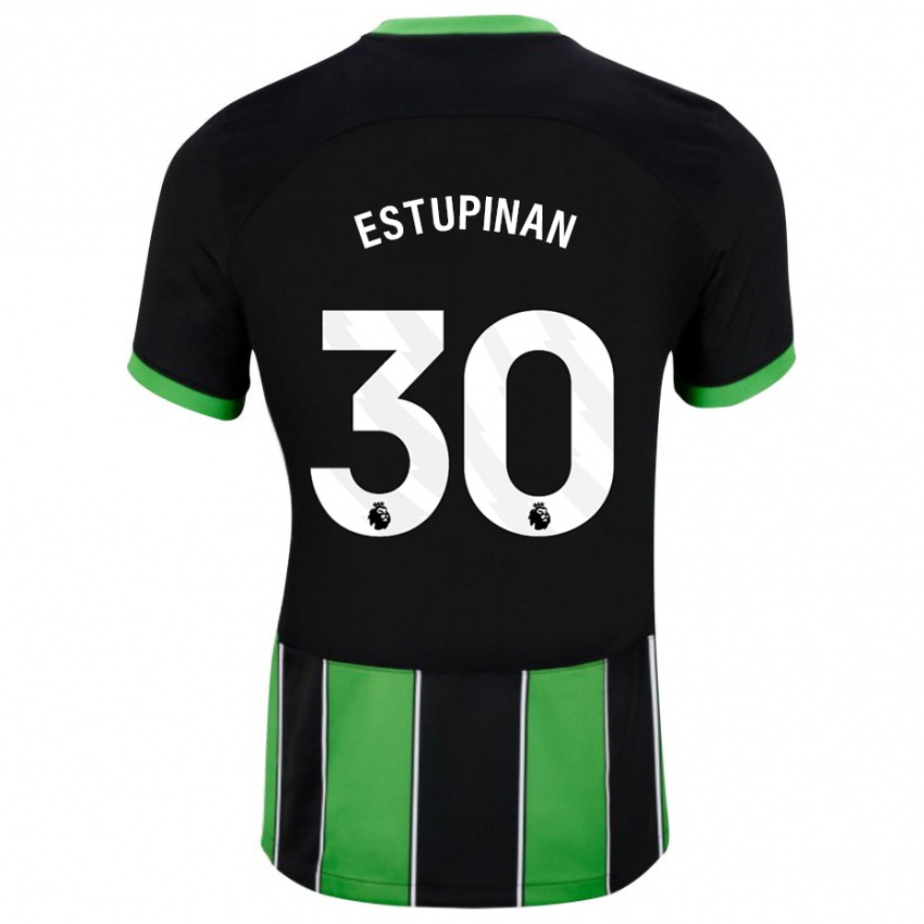 Enfant Maillot Pervis Estupiñán #30 Vert Noir Tenues Extérieur 2023/24 T-Shirt Belgique