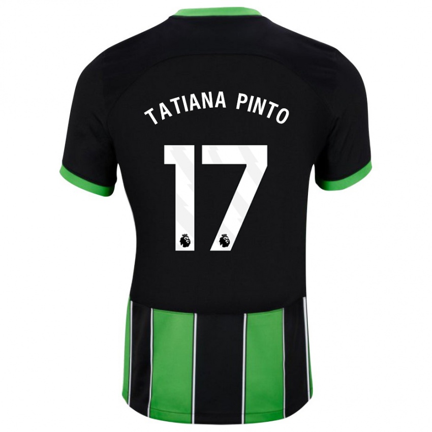 Enfant Maillot Tatiana Vanessa Ferreira Pinto #17 Vert Noir Tenues Extérieur 2023/24 T-Shirt Belgique