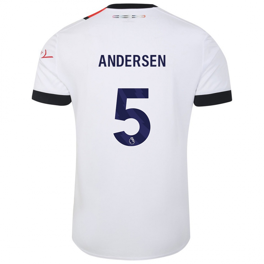 Kinder Mads Andersen #5 Weiß Auswärtstrikot Trikot 2023/24 T-Shirt Belgien