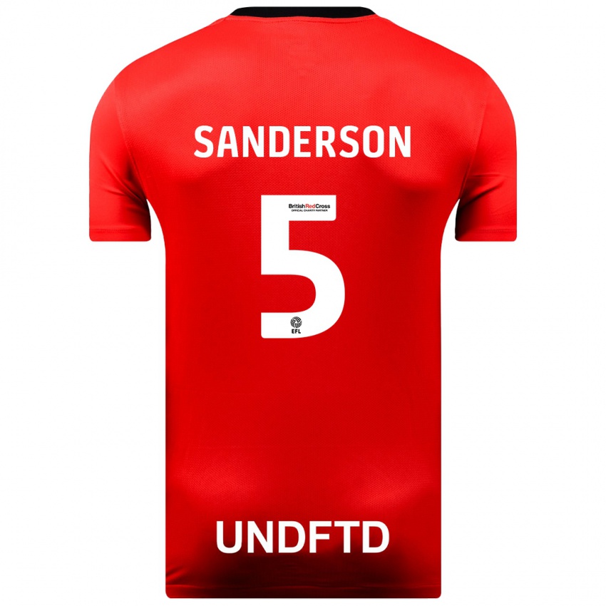 Kinder Dion Sanderson #5 Rot Auswärtstrikot Trikot 2023/24 T-Shirt Belgien